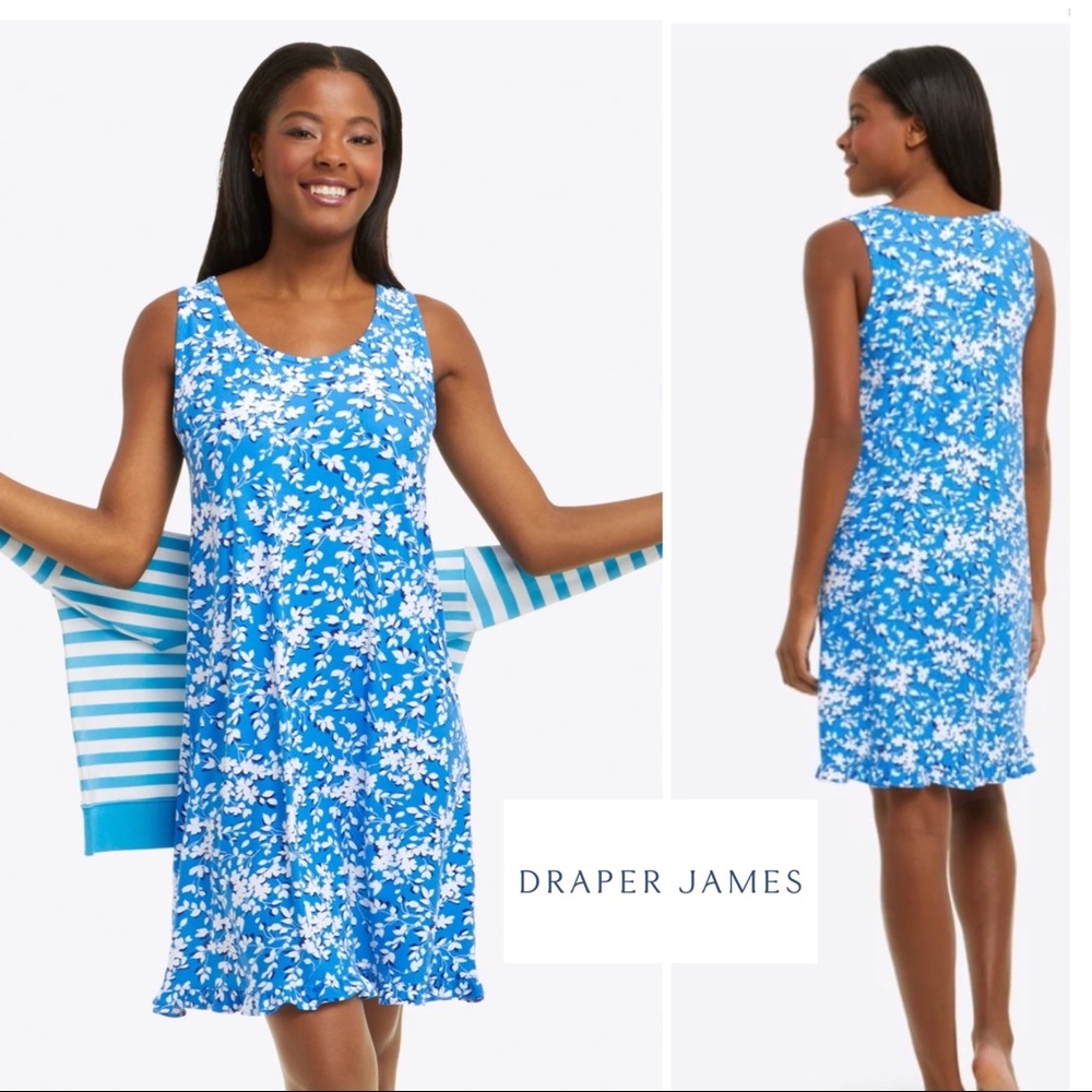 NEW Draper James Ruffle Nightie in Blue Shadow Floral